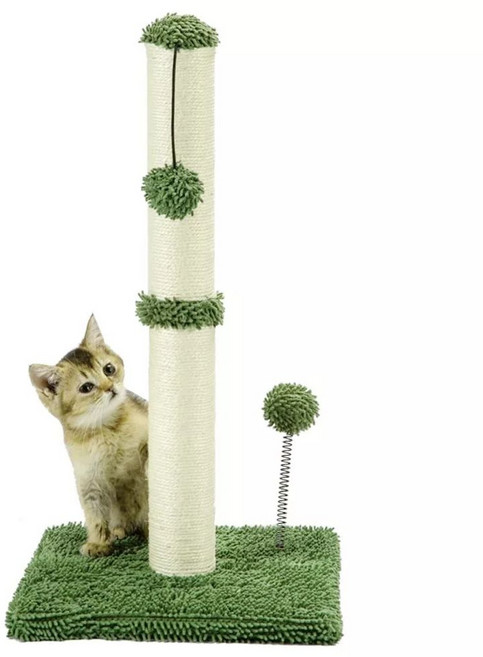 고양이 선인장 스크래쳐 장난감 꽃 기둥 캣타워 그린밤부 호텔 캣트럴파크, 1개