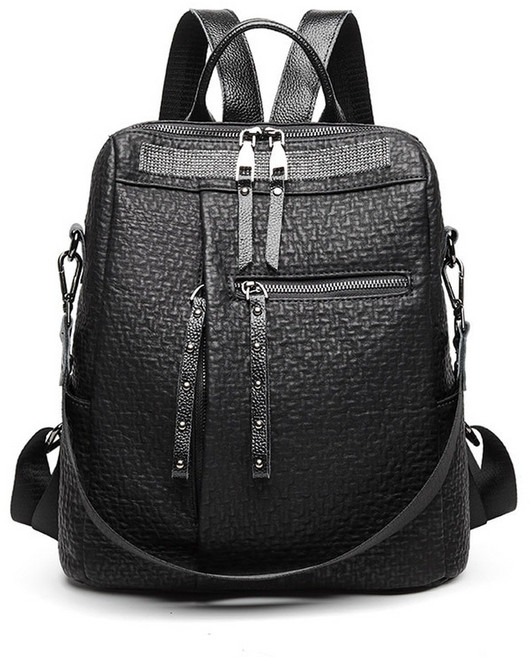 지디오 여성 가죽 백팩 책가방 배낭 큐빅 스터드 스퀘어 멀티 수납 숄더백 스트랩 여자 가방