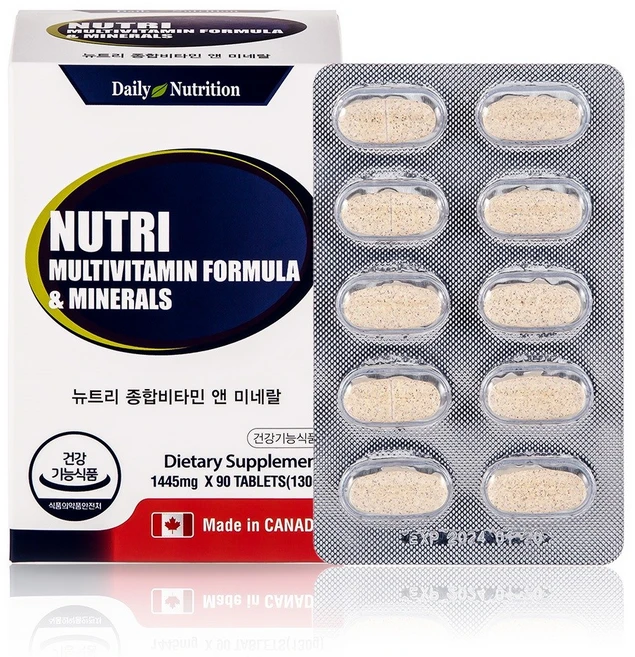 뉴트리 캐나다 종합비타민 미네랄 멀티비타민 영양제, 1개, 90정 - 쿠팡