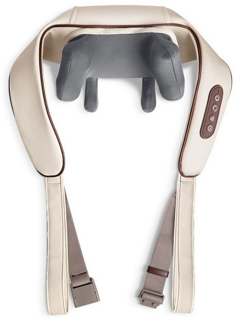무선 온열 목 어깨 마사지기 3D 텐션 안마기 승모근 지압기 허리 마사지기, 베이지, 1개