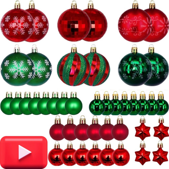 프라홈 트리볼 오너먼트 크리스마스 나무 장식 44p pr807, 1세트, 레드