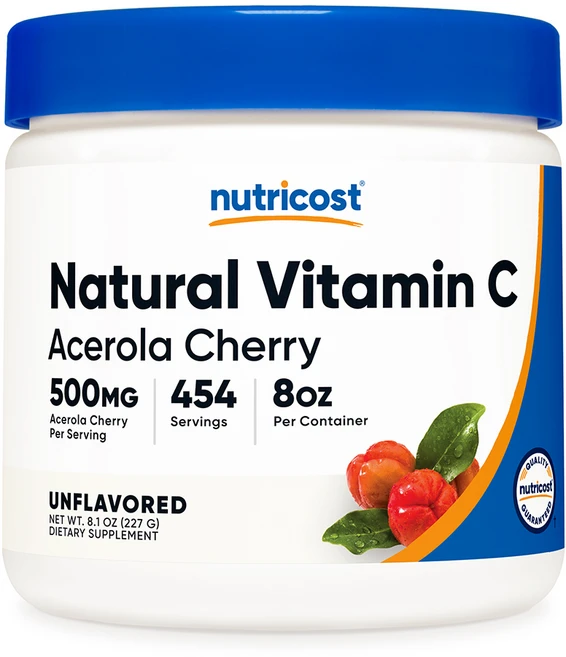 Nutricost Natural Vitamin C Acerola Cherry Powder 뉴트리코스트 네츄럴 아세로라 비타민 파우더 227g, 1개 - 쿠팡