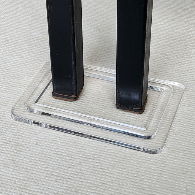 엮으라메 [국산] 직사각 타공링 아크릴 가구 다리 받침 매트 눌림 방지 식탁 쇼파 바닥 보호 /내경(6x16cm)/외경(10x20cm), 2개, 투명