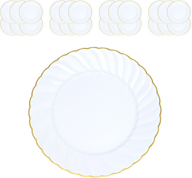 생활의차이 웨이브 골드림 플라스틱 접시 플레이트 19cm, 4세트, 6개