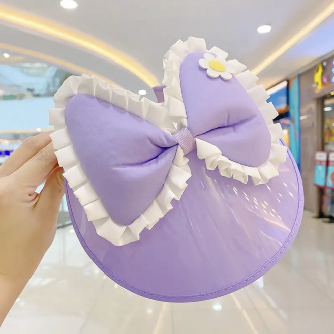 [러블리로웨나] 아동 여아 빅리본 연보라 썬캡 썬햇 모자
