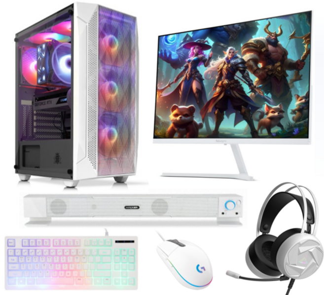 [쏘이지컴] 조립 컴퓨터 조립PC 게이밍 고사양 게임용 본체 풀세트 본체 롤 오버워치 메이플 배틀그라운드 팰월드 디아블로 피파 로아 마인크래프트 로블록스 호라이즌 컴퓨터본체, TYEP A 풀세트, WIN11 Pro, 500TB, 32GB, 화이트