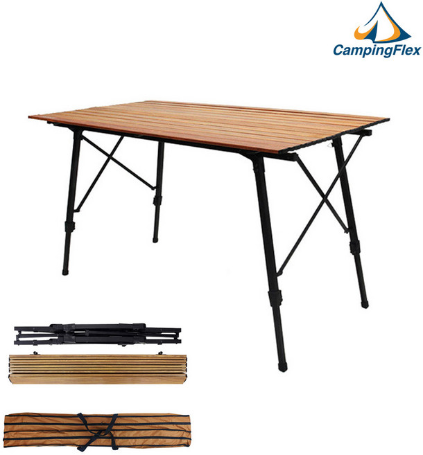 (캠핑플렉스) 캠핑용 클래식 알루미늄/우드 롤 테이블 대/특대 접이식 감성 테이블 캠핑테이블 롤테이블 차박 대형 테이블, 03. 클래식 우드 롤 테이블_대