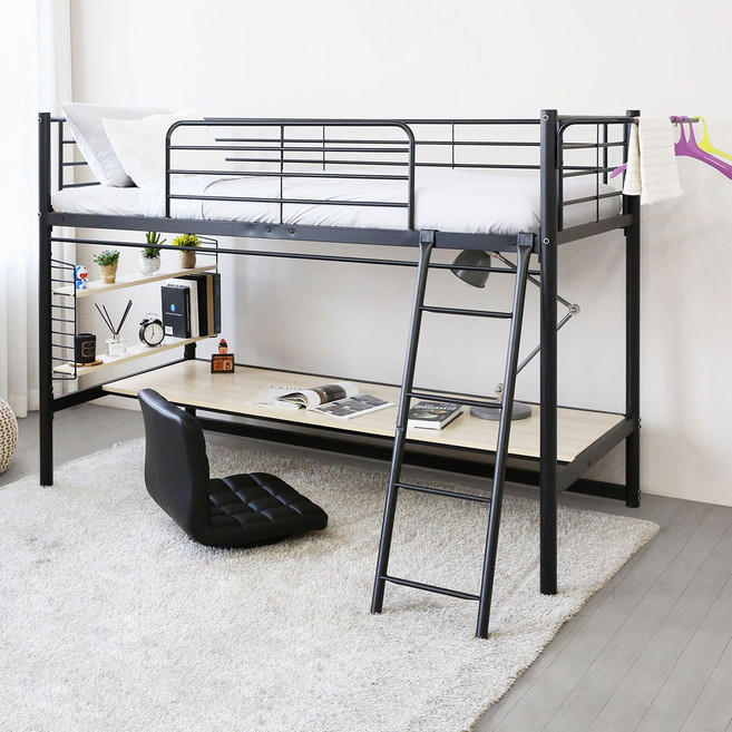 일루일루 이층벙커침대 모음, 블랙, 코모드i좌식책상형벙커침대 프레임만