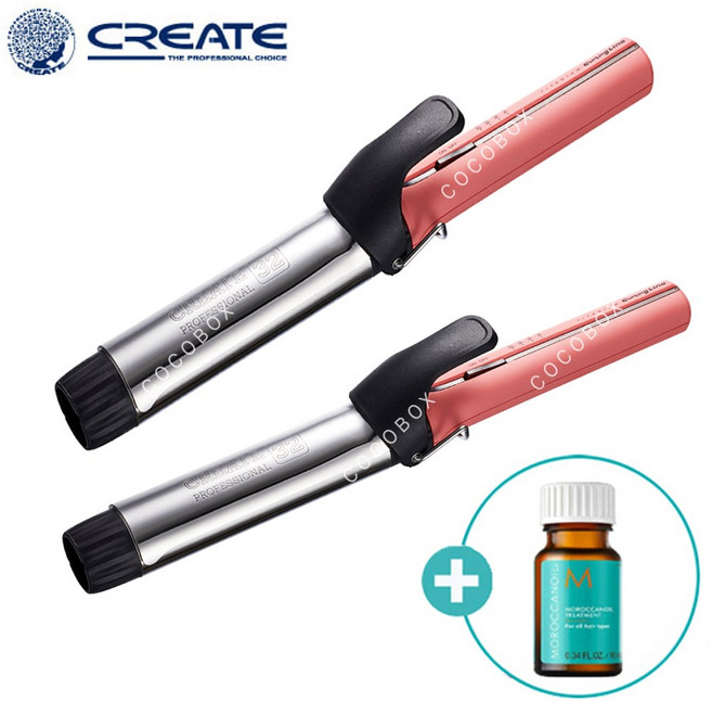 그리에이트 티타늄 컬링라인 볼륨 아이롱 봉 고데기, 핑크 32mm 사은품증정