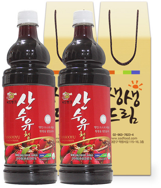 산수유 엑기스 농축액 원액 900mL 2병 선물포장, 2개