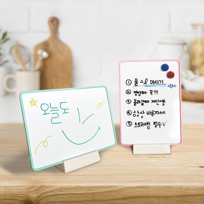 국산 탁상용 미니 소형 자석 화이트보드 메모 판촉 기념품 인쇄 단체 주문제작, 핑크