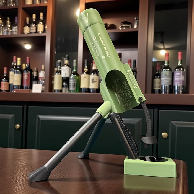 박격포 오프너 캐논형 맥주병따개 병뚜껑발사기 병뚜껑발사 병뚜껑포 술게임 파티(군용 디자인 맥주 따개 감성), 영어 아이콘-군용 녹색