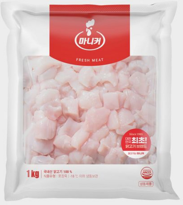 국내산 100% 급속 동결하여 신선한 마니커 한입 닭가슴살, 2개, 1kg