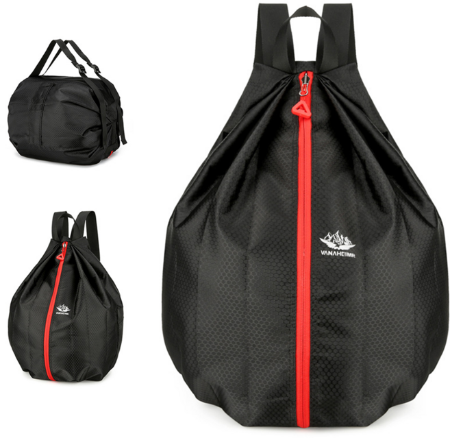 루이 초경량 접이식 가방 방수 수영백 여행 운동용, 블랙, 1