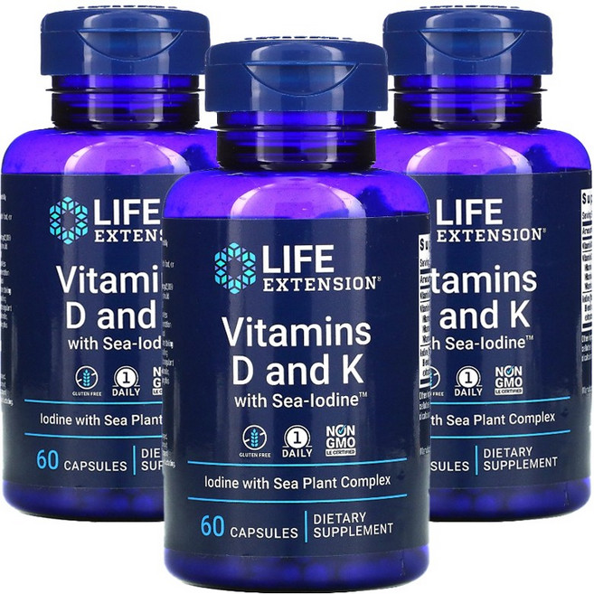 라이프익스텐션 비타마인드 D 앤 K 캡슐, 60정, 3개