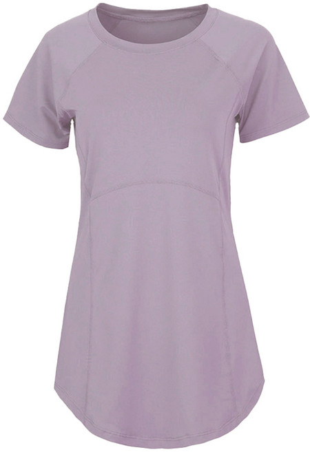 遮臀顯瘦瑜珈運動上衣 長版透氣速乾短袖T恤 修身女健身服