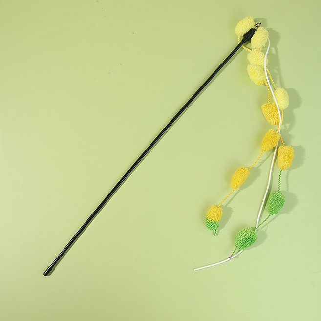 逗貓棒 毛線球 互動 寵物用品, 1個, 橙綠, 橙綠