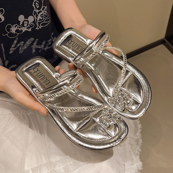 투니스 여성 캐주얼 큐빅 플랫 슬리퍼 2cm