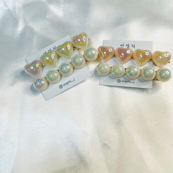 영롱 하트 집게핀 세트