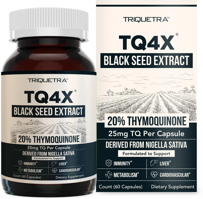 Triquetra TQ 4X 블랙씨드오일 60캡슐 고농축 티모퀴논 블랙커민, 60정 - 쿠팡
