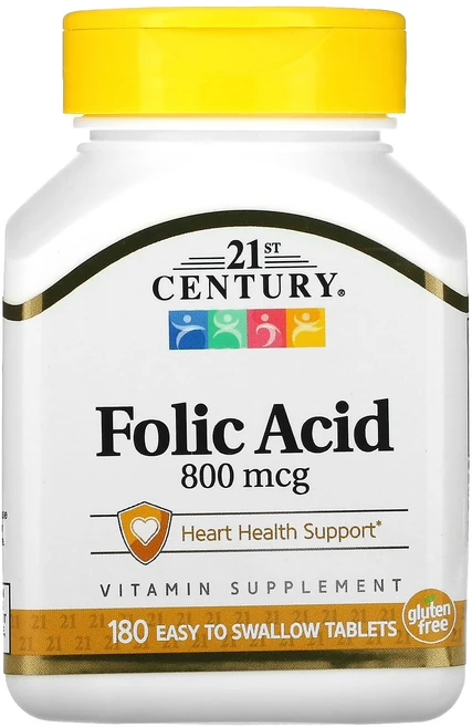 21st Century 엽산 800mcg 삼키기 쉬운 정제 180정, 21st Century 엽산 800mcg 삼..., 1개 - 쿠팡
