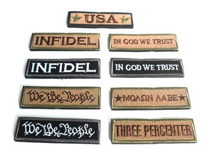 고급 직사각 영문 벨크로 자수 와펜 패치 6종 택1