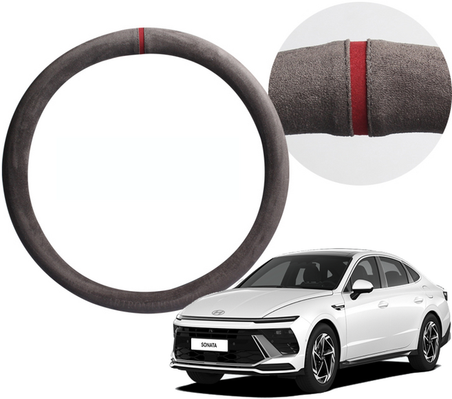 딜온 물빠짐 없는 프리미엄 올시즌 스웨이드 핸들커버 국내생산, 쏘나타디엣지 다크그레이