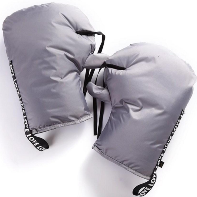 헬로엑스 오토바이 스쿠터 핸들워머 방수 방한 기모 전기자전거 전기스쿠터 방한토시, 그레이