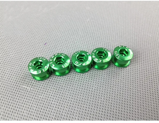 Litepro 자전거 체인링 볼트 싱글/더블/트리플 스피드 디스크 체인휠 나사 크랭크 체인 링에 5 개/묶음, 5PCS-Green-8.5mm, 5PCS-Sliver-6.5mm