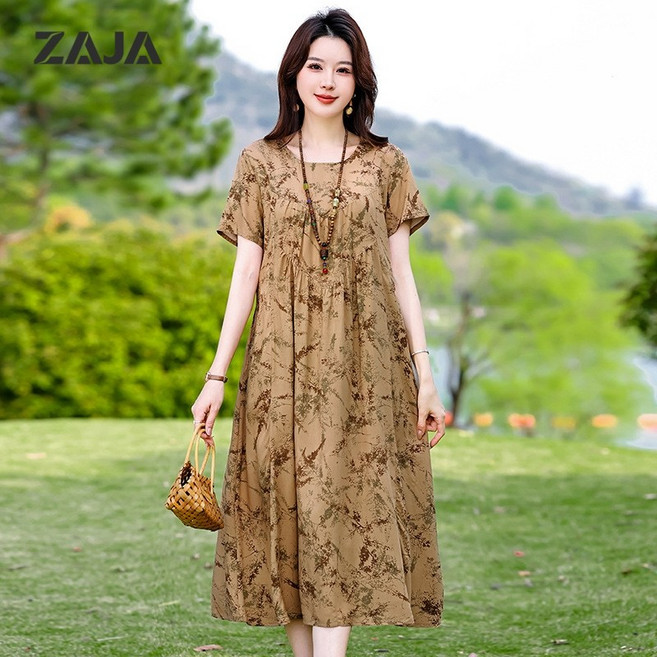 ZAJA 중년 여성 원피스 엄마 원피스 루즈핏 빅사이즈 여름 롱원피스