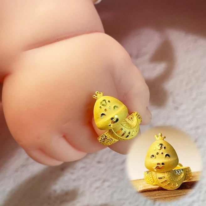 방긋웃는 뱀띠 아기 선물 순금 돌반지 백일반지 1.875g