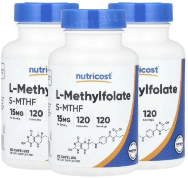 뉴트리코스트 엘 메틸엽산 MethylFolate 15mg 120캡슐 3개 메틸폴레이트, 120정 - 쿠팡