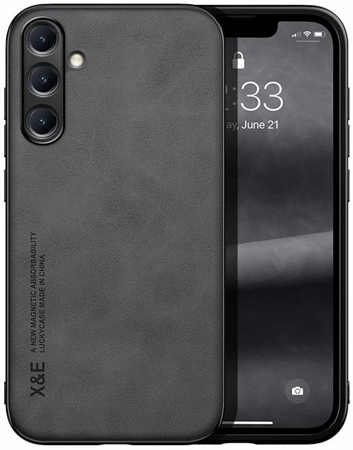 럭셔리 마그네틱 가죽 휴대폰 케이스 삼성호환 갤럭시 M35 5G Sumsung M SM-M356B/DS 6.6 인치 후면 커버, 01 For 삼성호환 M35 5g, 04 Dark grey, 1개