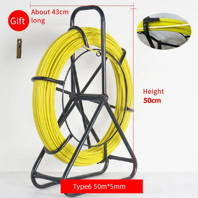 유리 섬유 와이어 케이블 러닝 로드 뱀 물고기 테이프 로더 전선 전원 케이블 풀러 기계 5mm 6mm 8mm 50 m 100m, Type6 50mx5mm