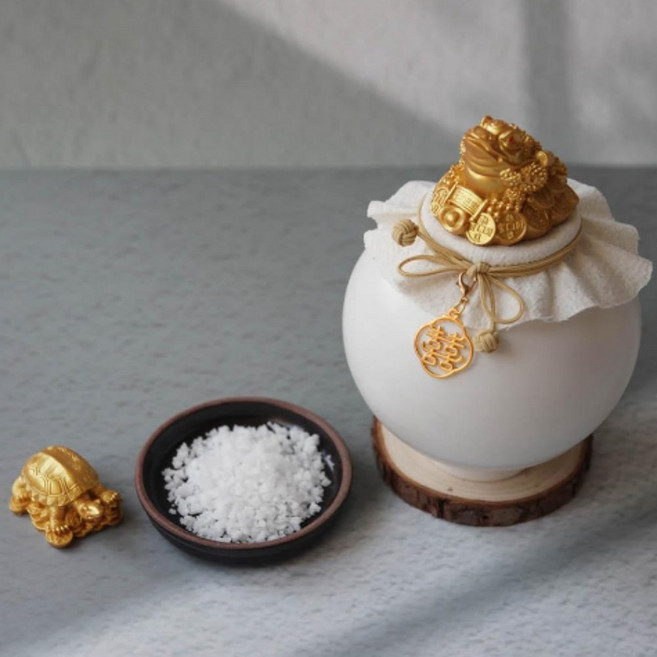 다플 풍수 인테리어 달항아리 현관 소금 단지 보관 거실, 1개