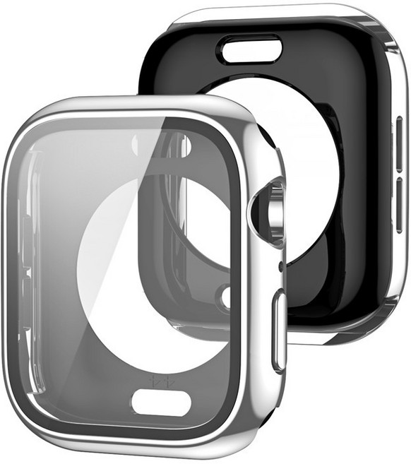 Rabbit Technology 全包電鍍 防撞保護 適用Apple Watch錶殼, 太空銀全包款,42mm（S11/S10）通用, 1個