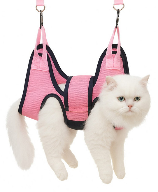 바람펫 강아지 고양이 해먹 미용 거치대 S, 핑크, 1개