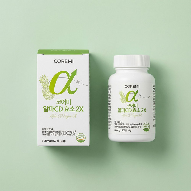 코어미 알파CD 효소2X 600mg x 60정 식약청인증 HACCP 알파시클로덱스트린 알파씨디, 6개