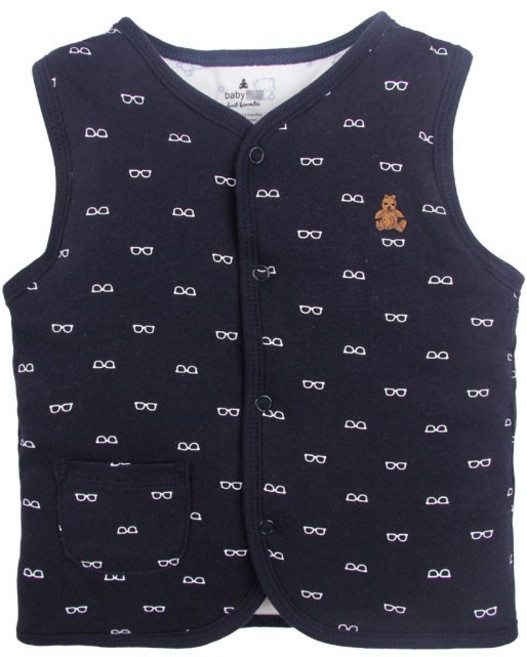 童裝男童鋪棉背心可愛眼鏡印花 純棉