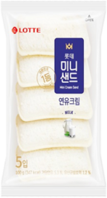 롯데 미니연유크림샌드, 3개, 100g