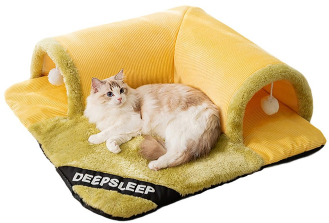 Holotap 고양이 숨숨집 터널 매트 고양이 터널 놀이터, 1개