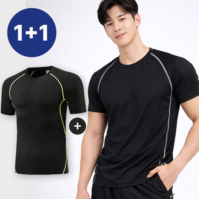 액티브온 남성 기능성 냉감티셔츠 퀵드라이 반팔티 쿨티 1+1 세트
