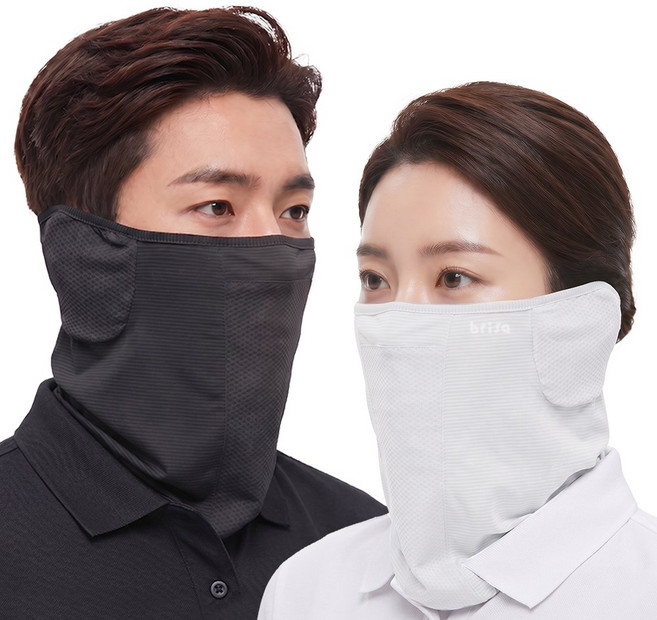 브리사 런닝 마스크 골프 쿨 냉감 얼굴햇빛가리개 자외선차단 SP-MS01, 블랙, 1개