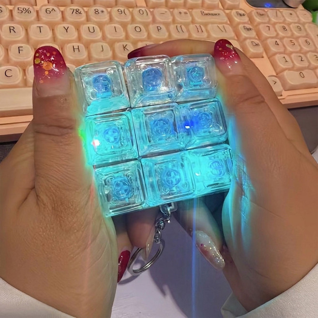 led 키보드 클리커 딸깍이 키캡키링 9구, 투명, 1개
