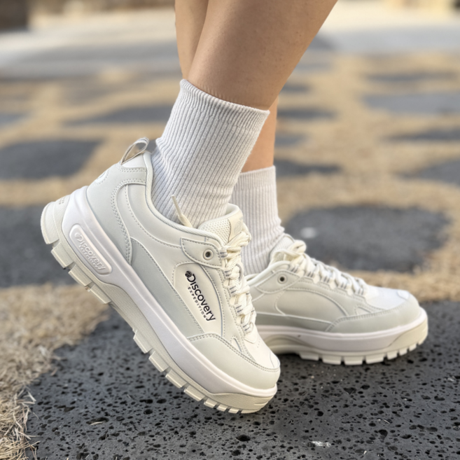 디스커버리 BRIC 브릭 운동화 여성 가벼운 굽높은 키높이 스니커즈 운동화 베이지