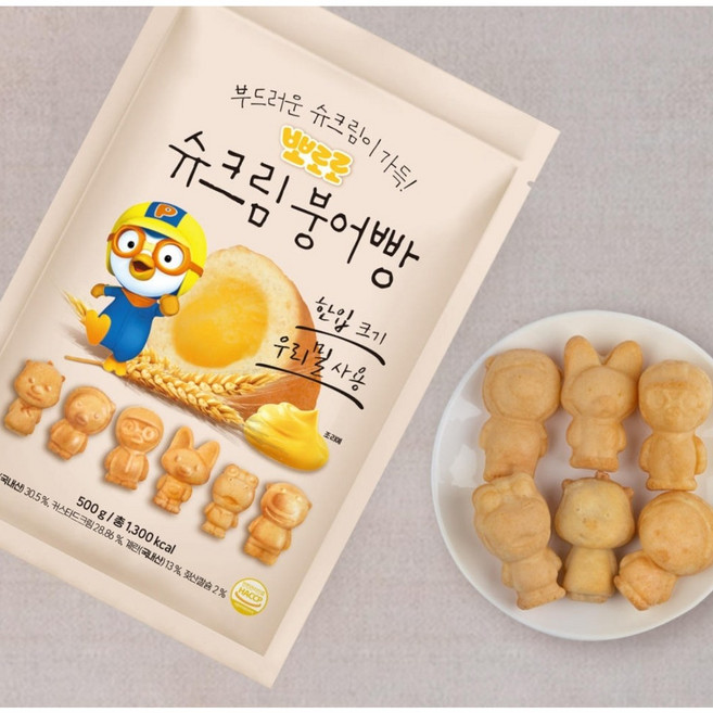 뽀로로 우리밀 부드러운 슈크림 붕어빵, 2개, 500g