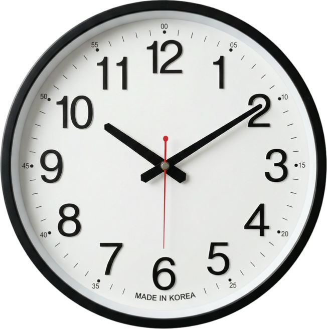 [국산] 리갈 크라운 국산 40cm 대형 무소음 벽시계, 블랙