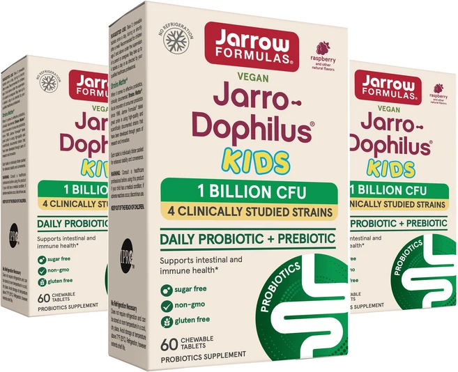 재로우 재로우-도필러스 키즈 프로바이오틱 + 프리바이오틱 내추럴 라즈베리 어린이 유산균 츄어블 타블렛, 60정, 3개 - 쿠팡