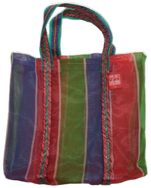 竹木造咖 傳統色直條紋茄芷袋