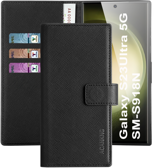 아칸크 지갑형 가죽 카드수납 다이어리 휴대폰리 케이스+지문인식 보호필름 풀세트